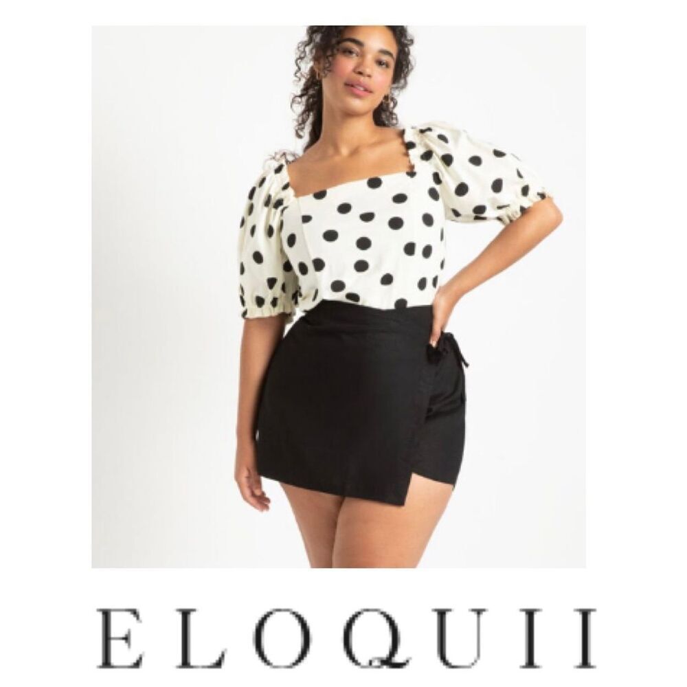 NWT SZ 18 Eloquii Black Wrap Front Skort Retail $70